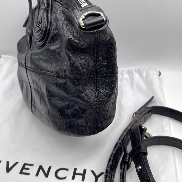 GIVENCHY Nightingale Calfskin Leather handbag Zipper bag Strap black brown HTF - Picture 10 of 12